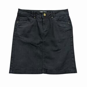 Camaïeu Womens Black Denim Skirt Sz 4 US 36 EU Casual Straight 5-Pocket Stretch